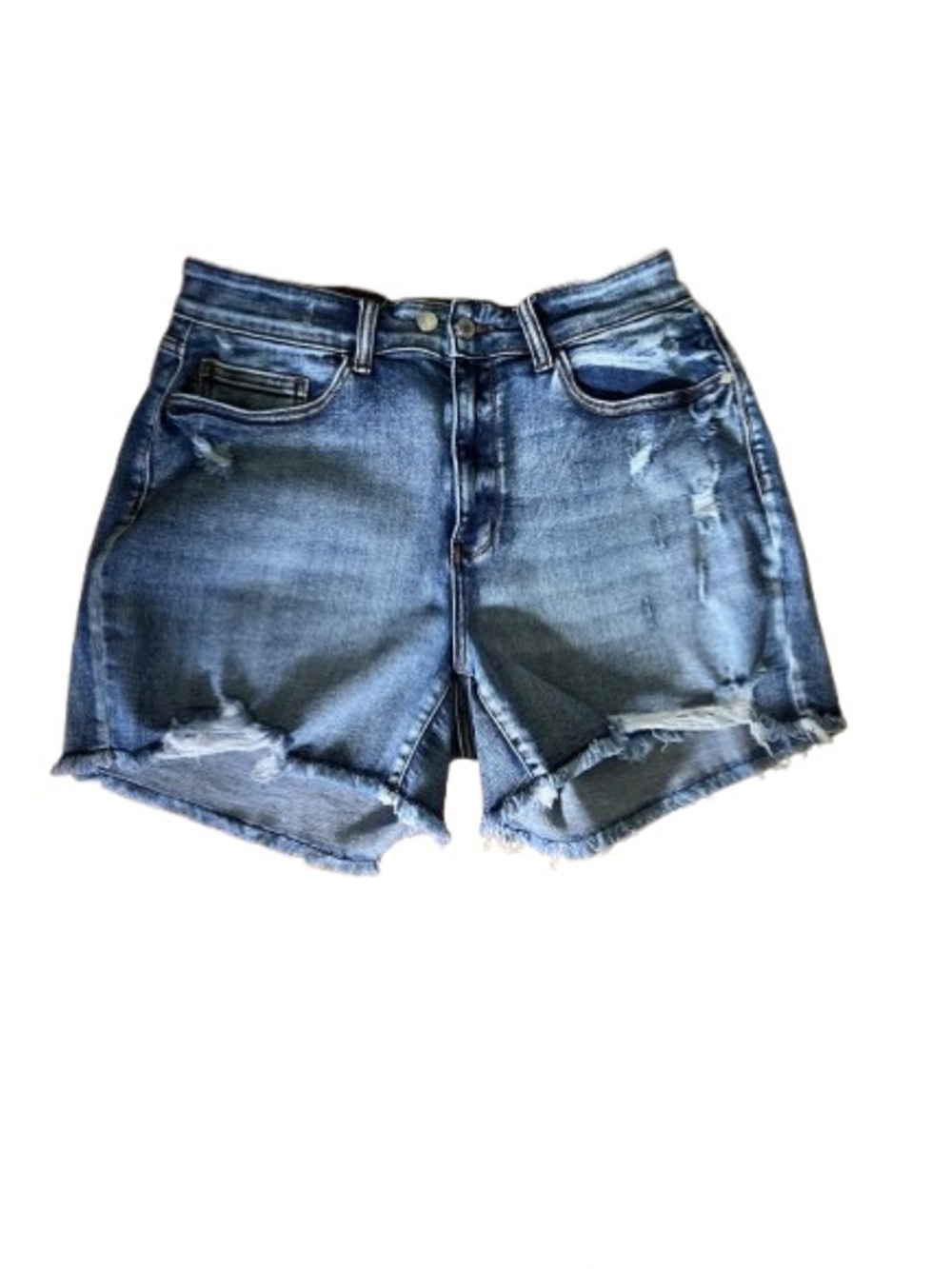 Judy Blue Distressed High Rise Adjustable Button Cutoff Shorts Size 1XL